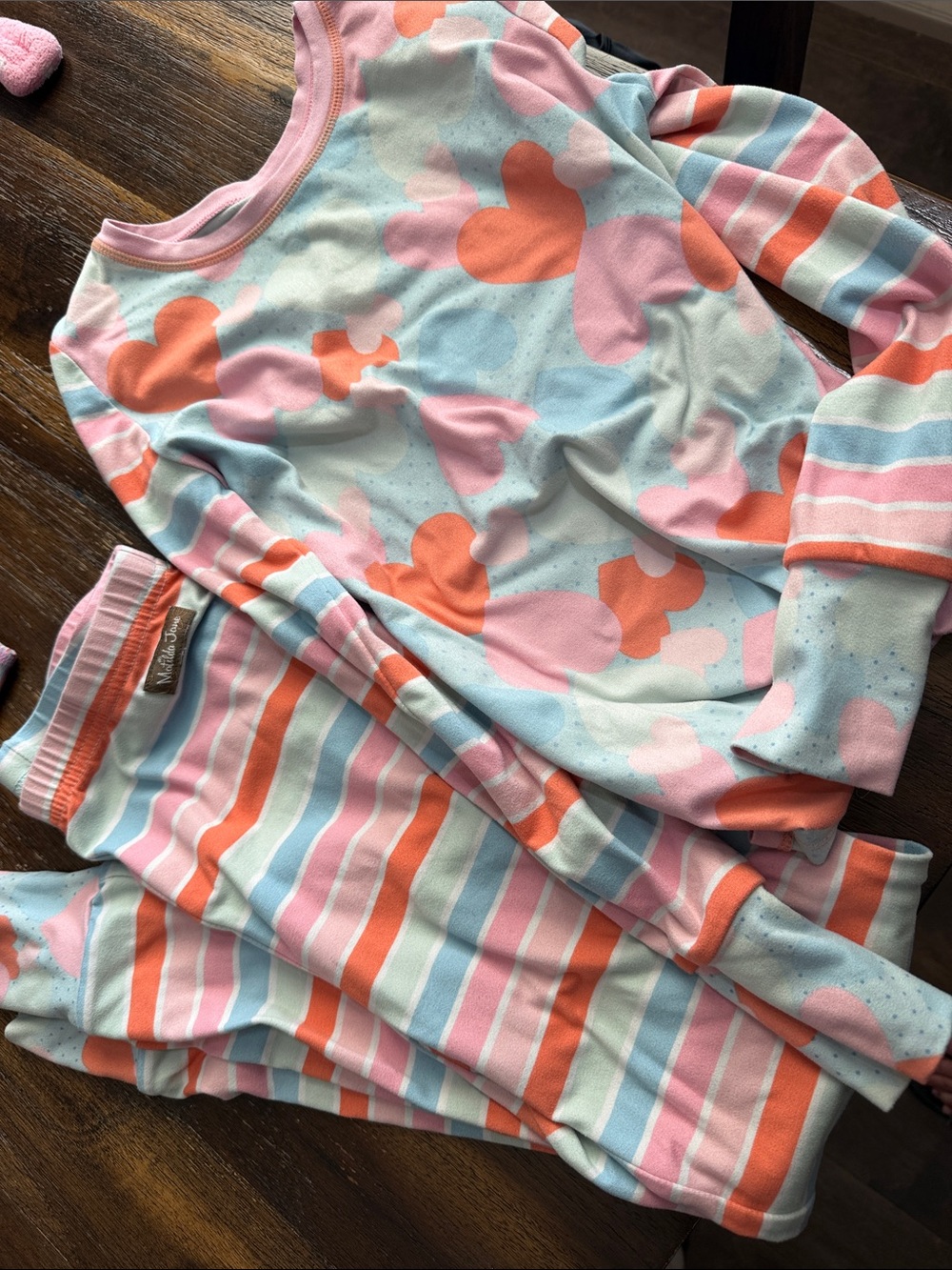 Matilda Jane Pink, Orange & Light Blue Cloud Stripe Pajama Set